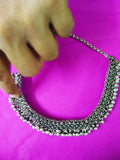 ghunghru style choker necklace in silver 7m-64