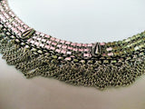 Silver choker necklace with chains 1c-145