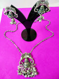 German silver pendant style necklace with elephant design earrings 3f-125