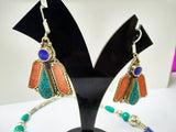 Red turquoise beaded necklace with earrings 2d-129