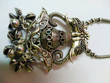German silver black multi color beaded tibetian style pendant necklace with jhumka earrings 3f-128