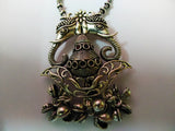 German silver black multi color beaded tibetian style pendant necklace with jhumka earrings 3f-128