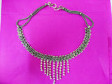 Center moti bar stylish choker silver necklace 1c-151