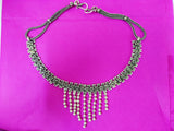 Center moti bar stylish choker silver necklace 1c-151