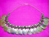 German silver necklace with round coin style choker 1c-143