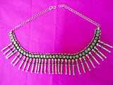 New designer german silver choker necklace with hanging silver bars 1c-150